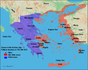 Map of Archaic Greece 750-490BC - Wikipedia via megistias